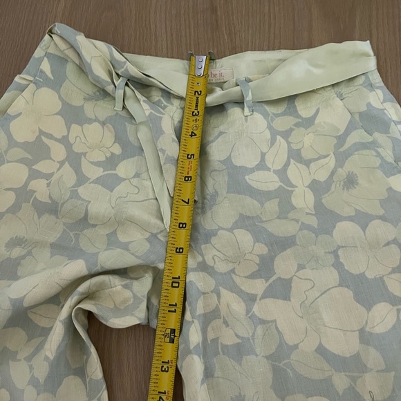 Sigrid Olsen|So be it, Tan Floral Linen Wide leg pants, lagenlook style••• - Picture 13 of 16